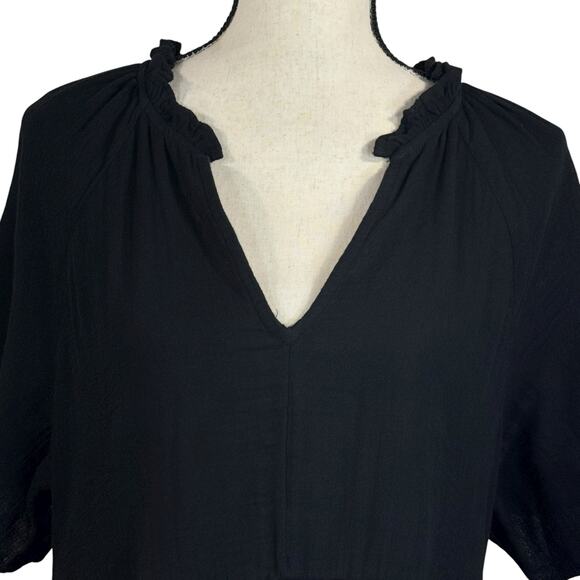 Old Navy Large Shift Mini Dress Gauzy V-Neck Ruffled Neck Flared Sleeves Pockets - Picture 2 of 8